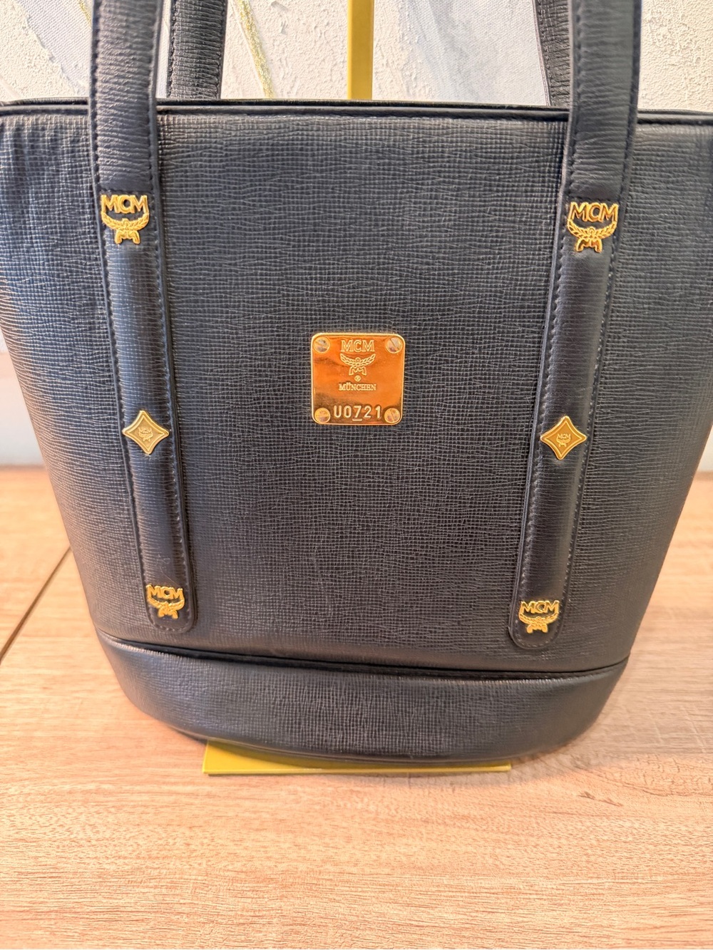 MCM Black Leather Gold-Accent Tote - Picture 3 of 16